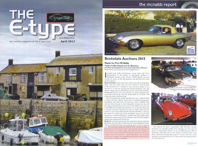 4-01-12: E-Type Magazine recaps Arizona Auctions and features a Classic Showcase restoration!